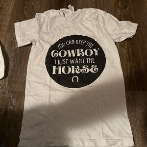 White Graphic Tee with Horse Print